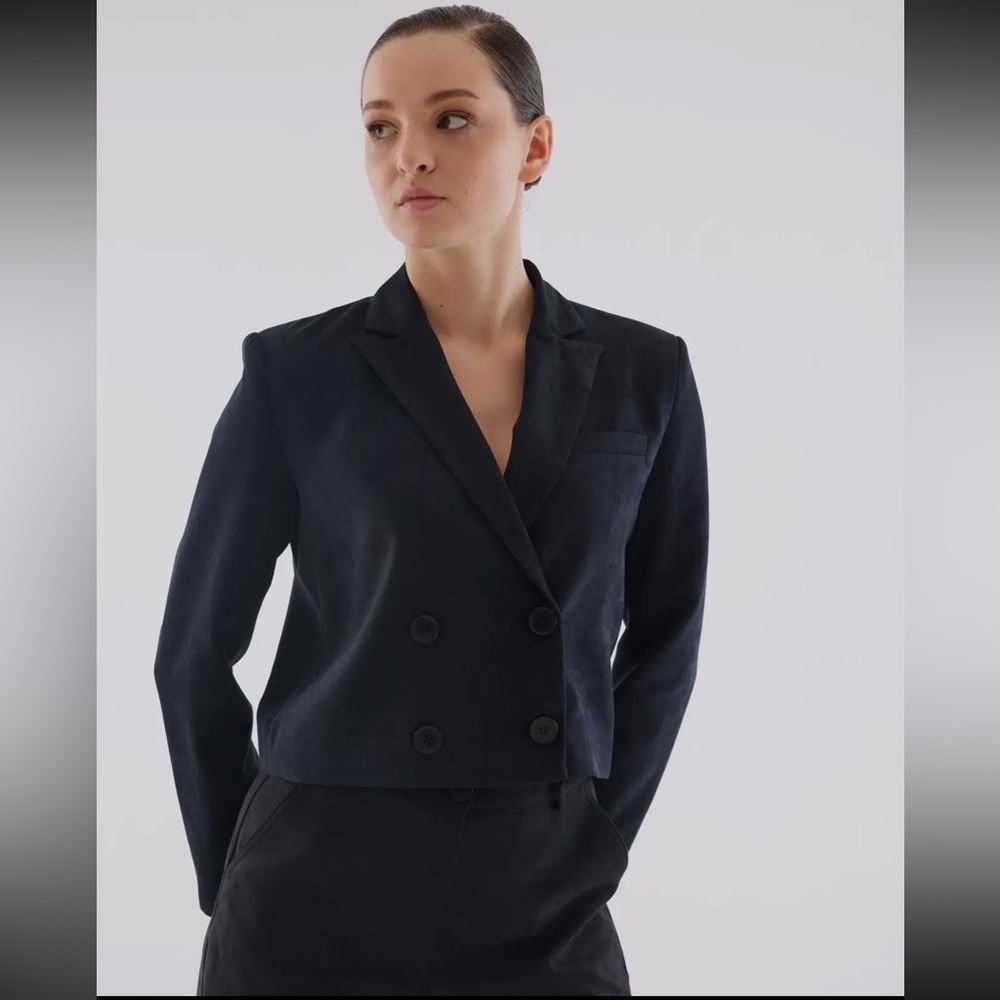 33 Fabulous Faux Suede Black Wrap Crop Jacket